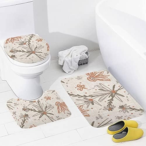 ZHONGJI 3 Piece Bath Rug Set Floral Pattern Non-Slip