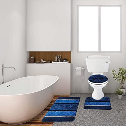 BH Home Linen 3 Pcs Oversized Geometric Shaggy Bath Rug Set