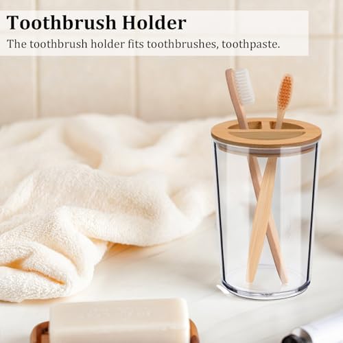 CLQ Bamboo Bathroom Accessories Set of 4 1