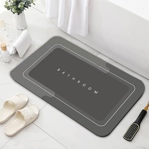 Quick Absorption Dark Gray Bath Mat with Non-Slip Rubber Bottom