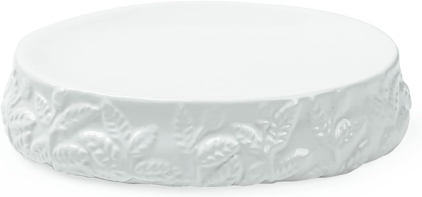 FORLONG Ceramic Embossed Leaves Bathroom Set 4 Piece
