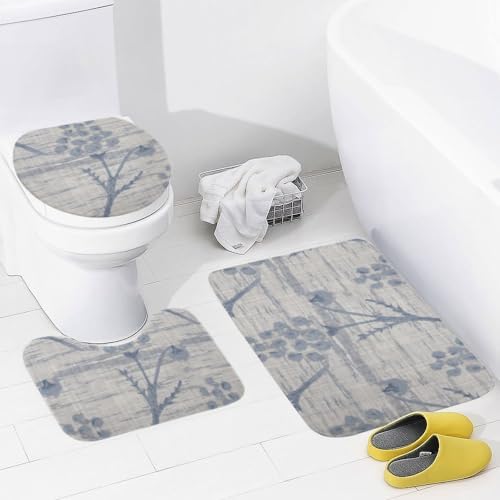 ZHONGJI 3-Piece Bath Rug Set Coral Velvet Non-Slip
