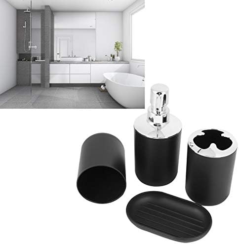 Cyrank 4Pcs Bathroom Vanity Accessory Set Black 1