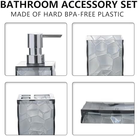 Liuonnam 4-Piece Bathroom Accessories Set Gray