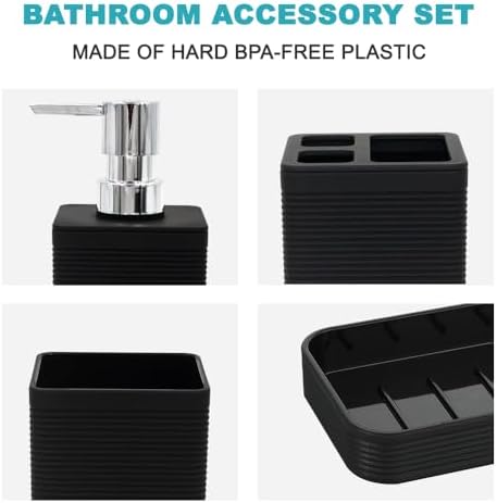 Liuonnam 4-Piece Bathroom Accessories Set Black