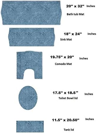 5-Piece Luxurious Ultrasoft Bath Rug Set Aqua