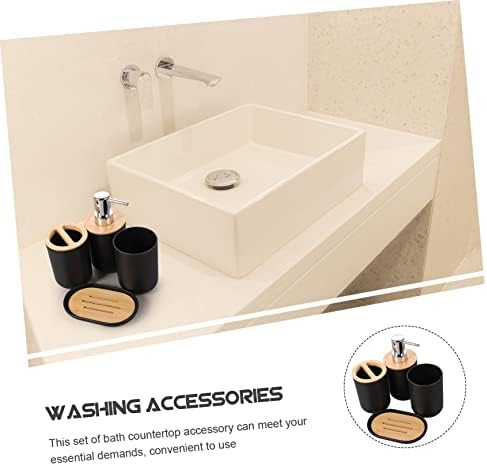UTHCLO 4PC Bathroom Accessory Set - Soap Dispenser Cup Holder Toothbrush Holder