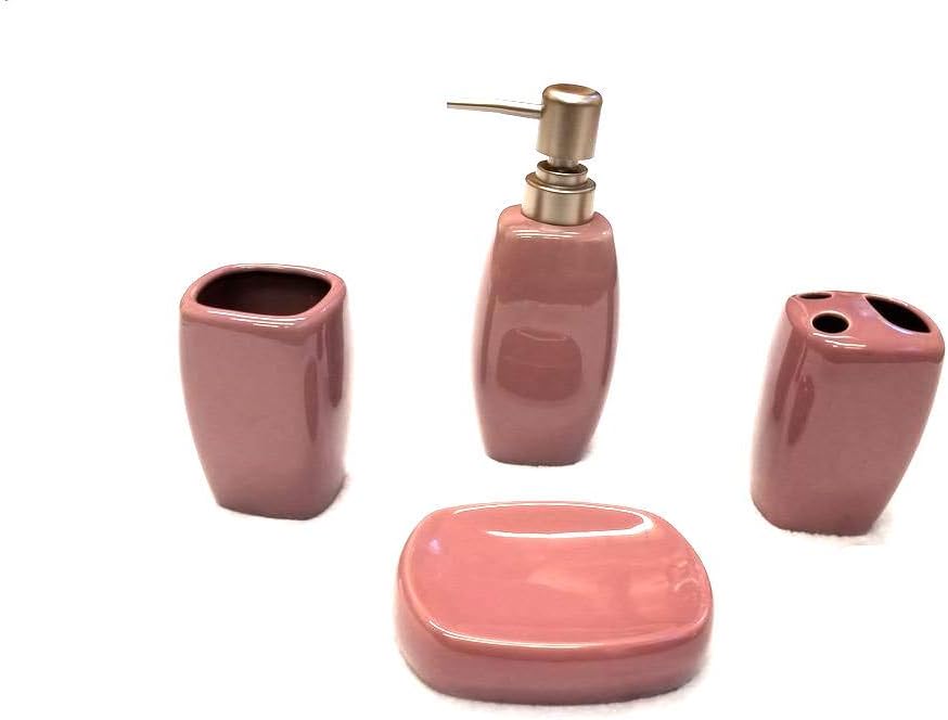 Empire Home Solid 4-Piece Ceramic Bathroom Set Purple
