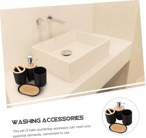 DRESSOOS 4pc Bathroom Accessory Set with Holder Soap Dish Lotion Bottle