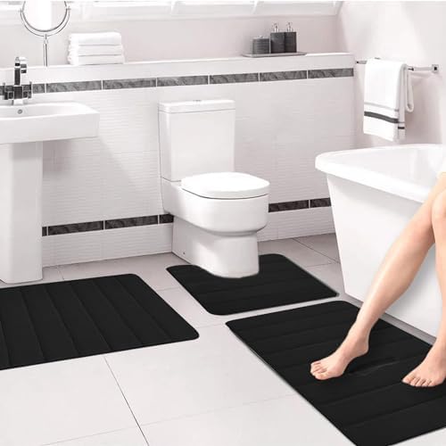 Memory Foam Bath Mat Set - 3 Piece Non Slip Water Absorbent