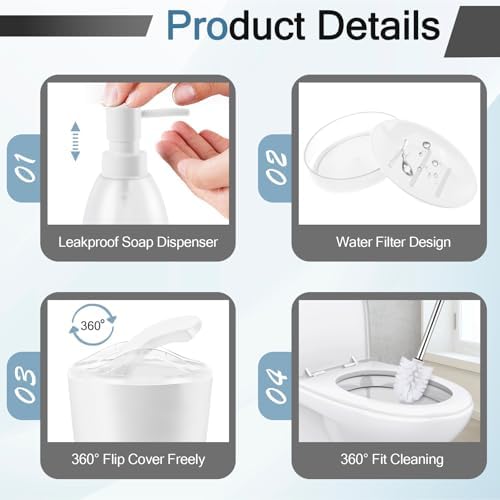 FACULX 8-Piece Bathroom Accessories Set White