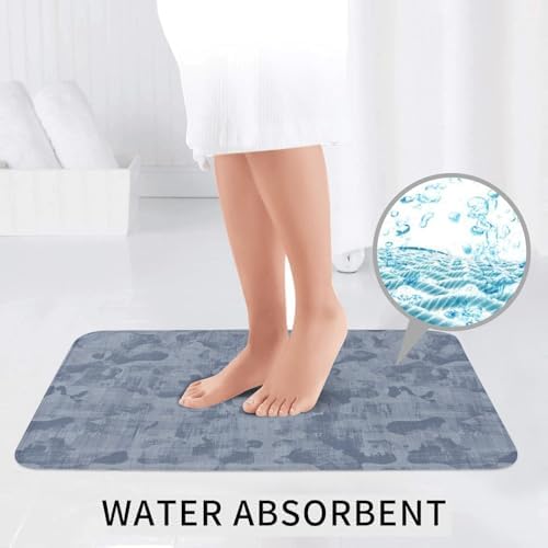 French Blue Mottled Linen 3-Piece Bath Rug Set