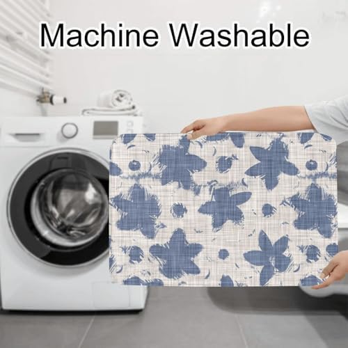 French Linen Floral Bathroom Rug 3-Piece Set