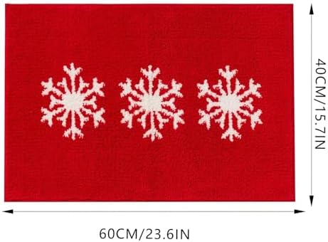 Yiwula Christmas Doormat Soft Winter Red Snowflake Bath Rug
