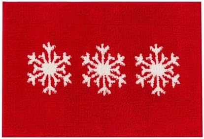Yiwula Christmas Doormat Soft Winter Red Snowflake Bath Rug