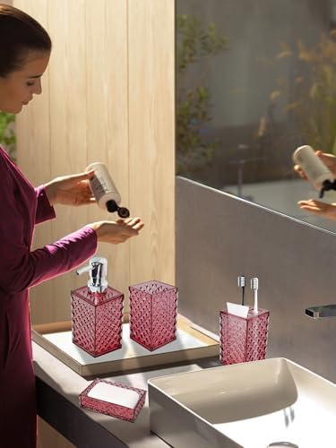 Cevly 4-Piece Bathroom Accessories Set Acrylic Fuchsia