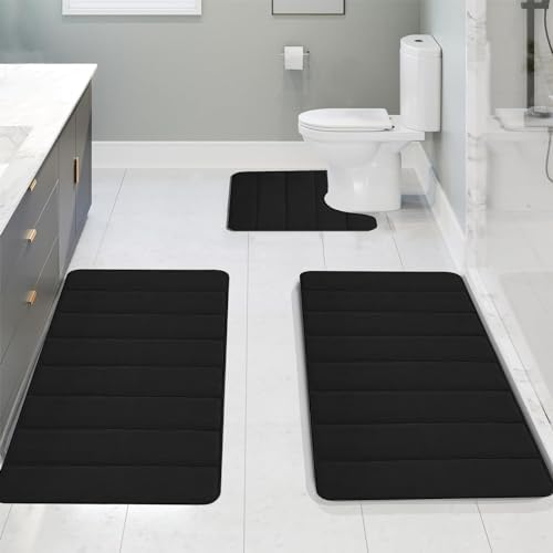 Memory Foam Bath Mat Set - 3 Piece Non Slip Water Absorbent