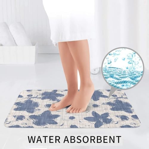 French Linen Floral Bathroom Rug 3-Piece Set