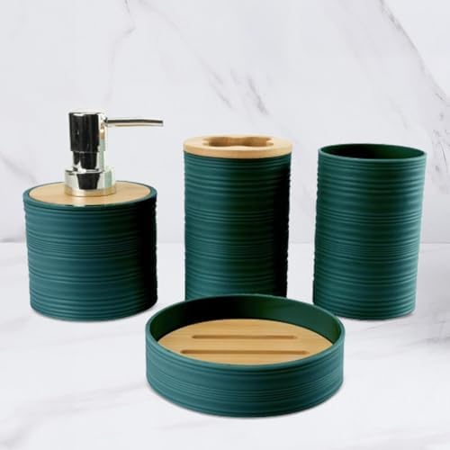 4Pcs Bathroom Accessories Set in Dark Green