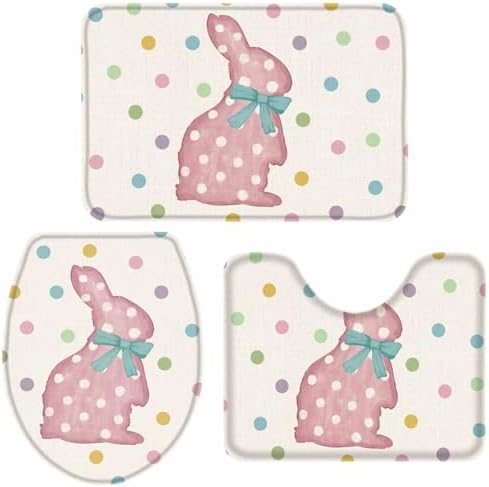 Wotrend Happy Easter 3 Piece Bath Rug Set 1