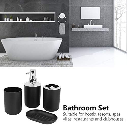 Cyrank 4Pcs Bathroom Vanity Accessory Set Black 1