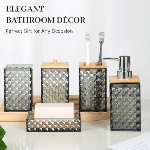 Modern Dark Grey Bathroom Accessory Set 5 Pcs
