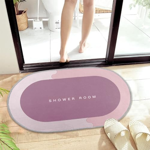Quick Absorption Bathroom Mat with Non-Slip Rubber Backing Pink