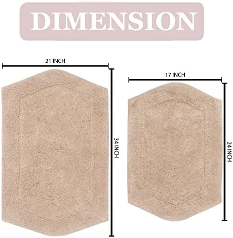 Home Weavers Waterford Bath Rug Set 2 Piece Cotton Tufted Linen