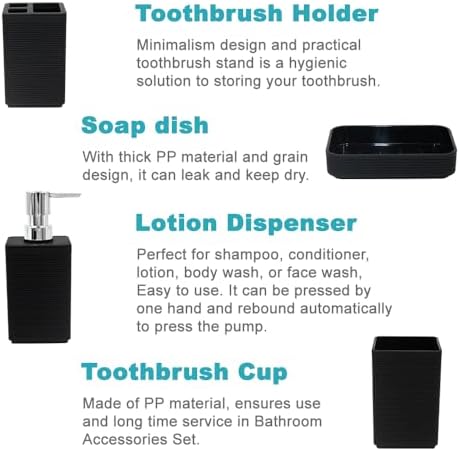 Liuonnam 4-Piece Bathroom Accessories Set Black