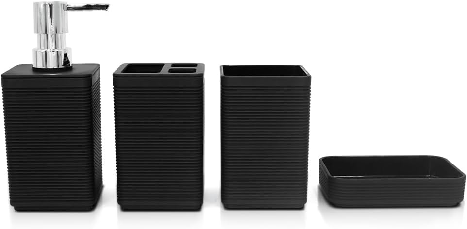 Liuonnam 4-Piece Bathroom Accessories Set Black