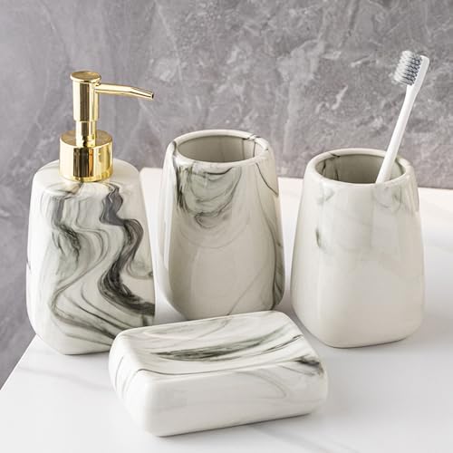 Tmore Ceramic Bathroom Accessory Set 4 Pcs Modern Design