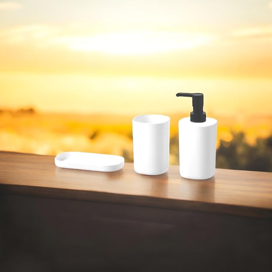 Modern Bathroom Accessories Set 3-Piece White 1