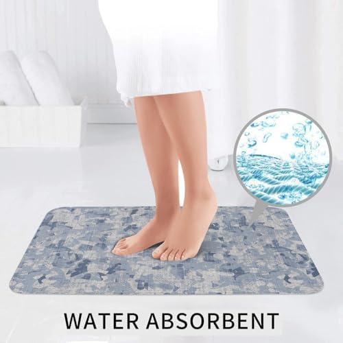 French Linen Mottled Bath Rug Set 3 Pieces Non-Slip