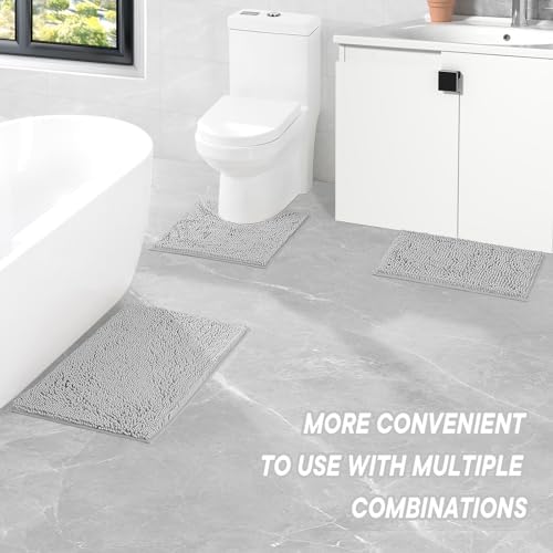 Light Gray 2-Piece Chenille Bath Rug Set 1
