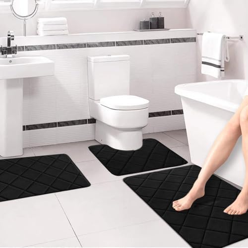 Soft Non-Slip Bath Mat Set 3 Pieces