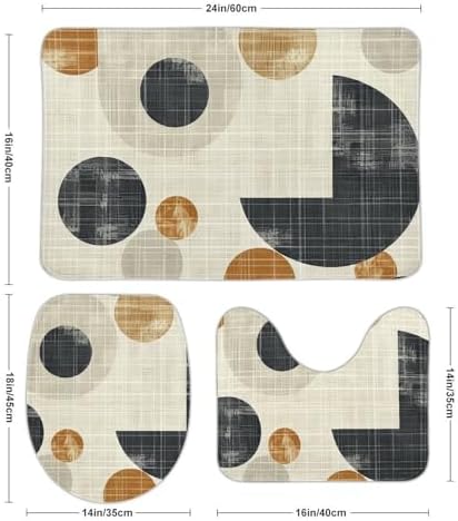 JEKYQ 3-Piece Bath Mat Set Non-Slip Bathroom Rugs