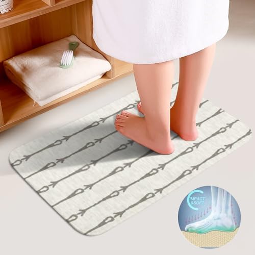QAZPL 3 Piece Bathroom Rug Set Stripe Linen Canvas