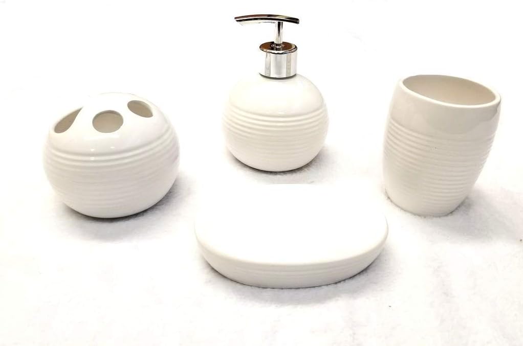 Empire Home 4-Piece Ceramic Bathroom Accessory Set White