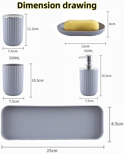 Bathroom Accessory Set of 5 - Black
