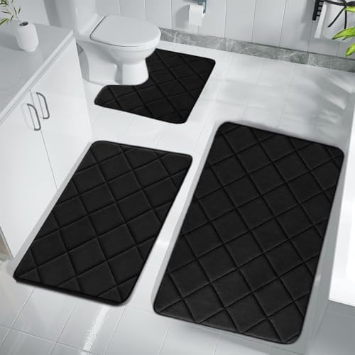 Soft Non-Slip Bath Mat Set 3 Pieces