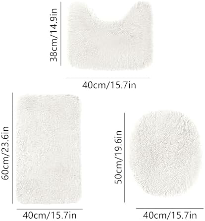 3 Piece Bath Rug Set - Non-Slip Microfiber Rugs with Rubber Backing