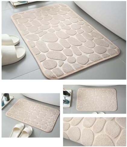 Memory Foam Bath Mat with Massage Stones Beige