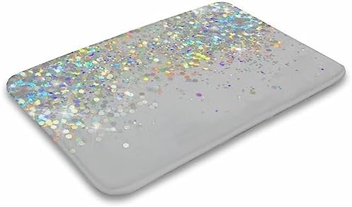 Curdesi Luxury Bath Rug Silver Gray Glitter Non Slip 20x32inch