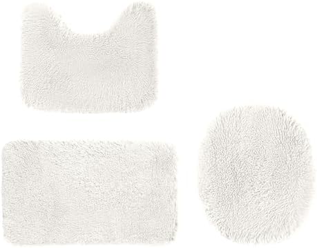 3 Piece Bath Rug Set - Non-Slip Microfiber Rugs with Rubber Backing