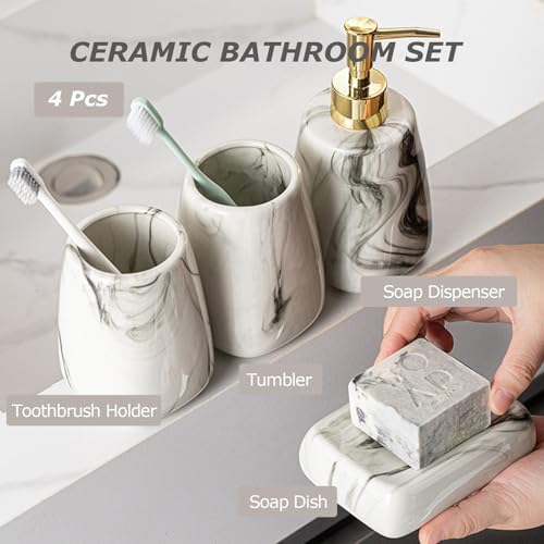 Tmore Ceramic Bathroom Accessory Set 4 Pcs Modern Design