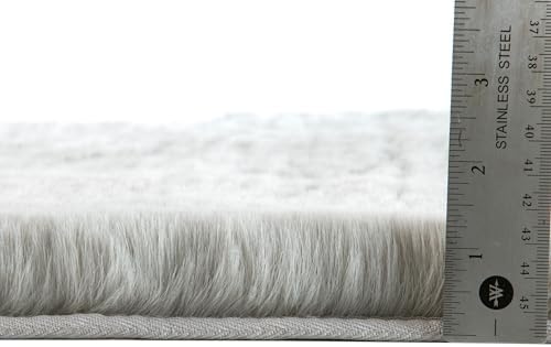 Home-Complete Faux Fur Bath Mat - Silver