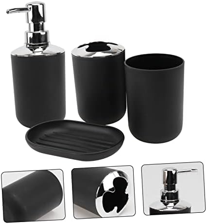Ciieeo Modern Red Black Bath Accessory Set