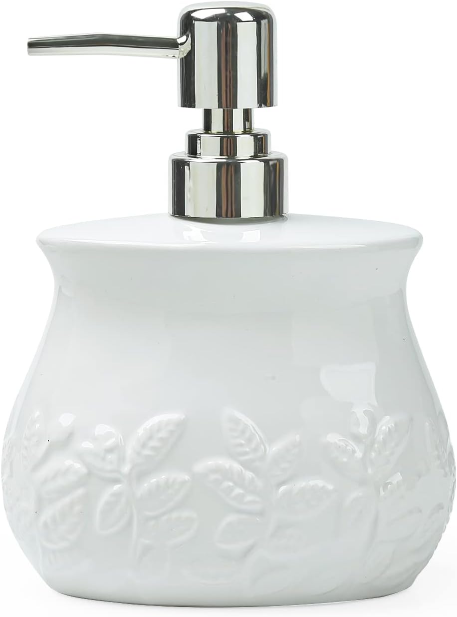 FORLONG Ceramic Embossed Leaves Bathroom Set 4 Piece