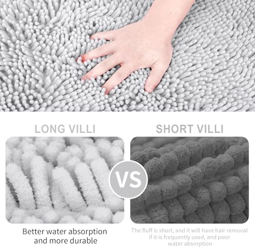 Light Gray 2-Piece Chenille Bath Rug Set 1
