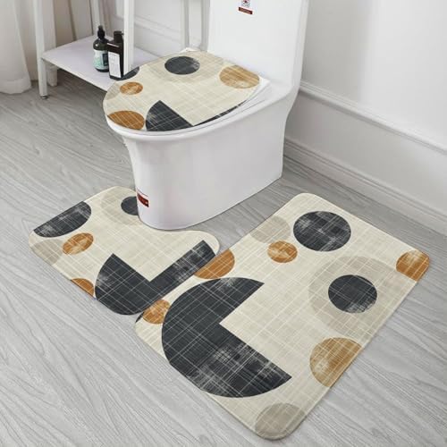 JEKYQ 3-Piece Bath Mat Set Non-Slip Bathroom Rugs